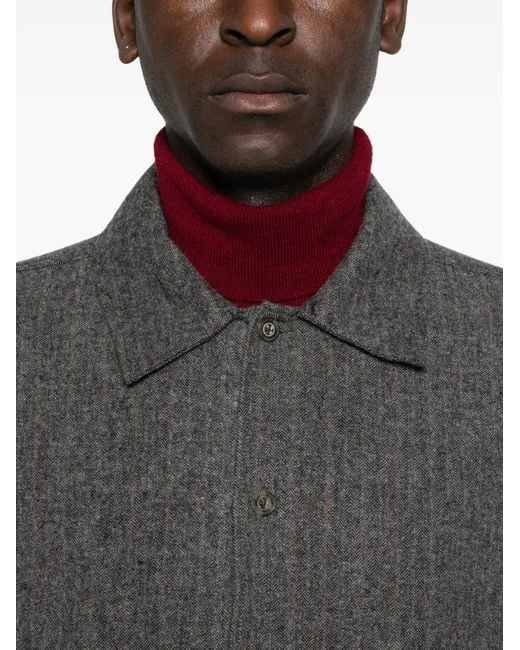 Samsøe & Samsøe Gray Herringbone Buttoned Shirt Jacket for men