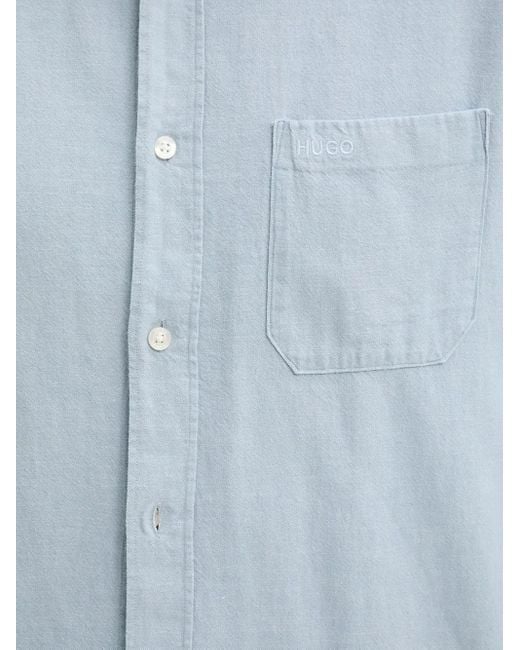 Camicia A Maniche Lunghe Con Tasca Ricamata di HUGO in Blue da Uomo