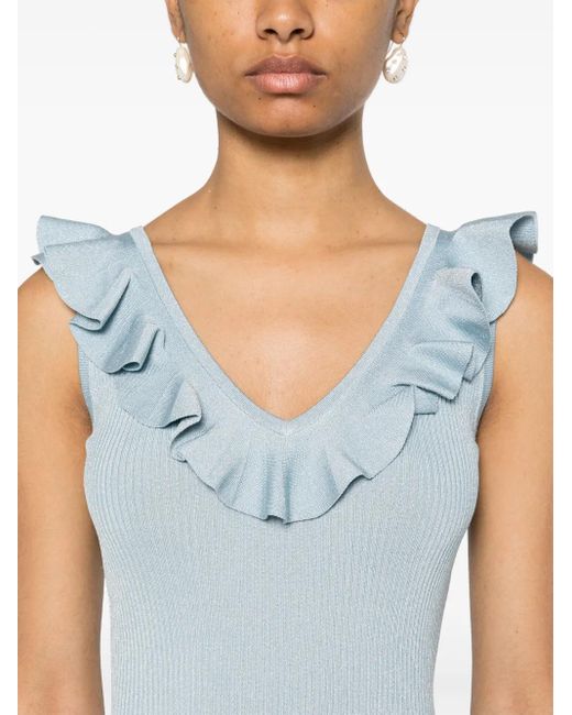 Zimmermann Blue Waverly Lurex-Detail Ribbed Top