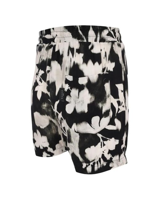 Gaelle Paris Black Patterned Bermuda Shorts for men