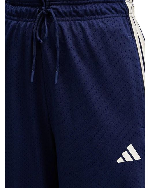 Adidas Blue Mesh Side-Stripe Track Pants