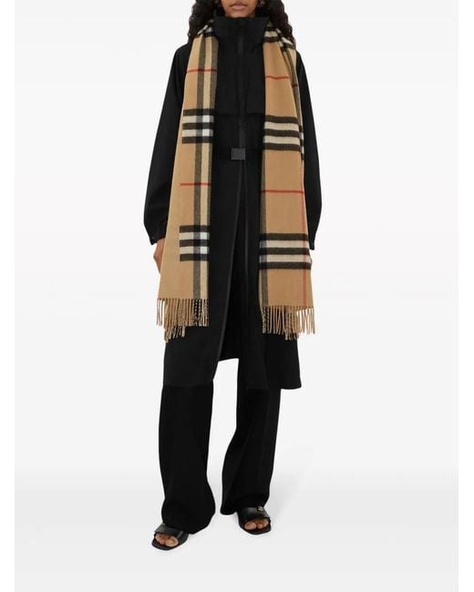 Burberry Brown Reversible Checked Cashmere Scarf