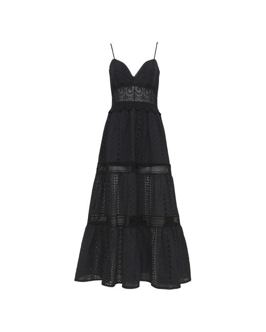 Loretta Caponi Black Demi Cotton Midi Dress