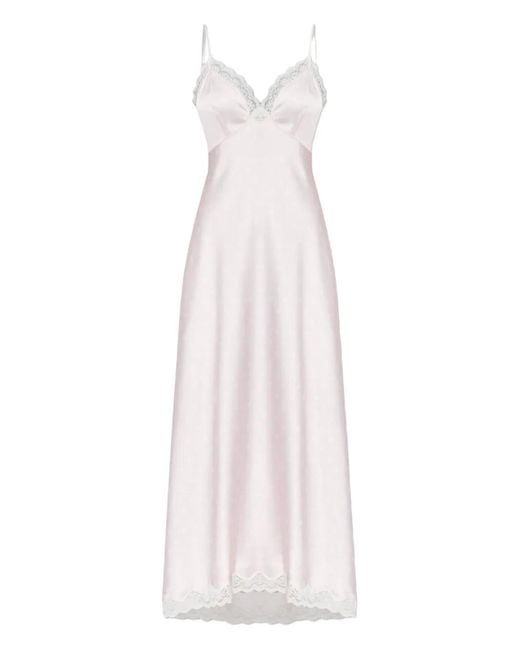 LoveShackFancy White Manuela Lace-Trimmed Polka-Dot Maxi Dress