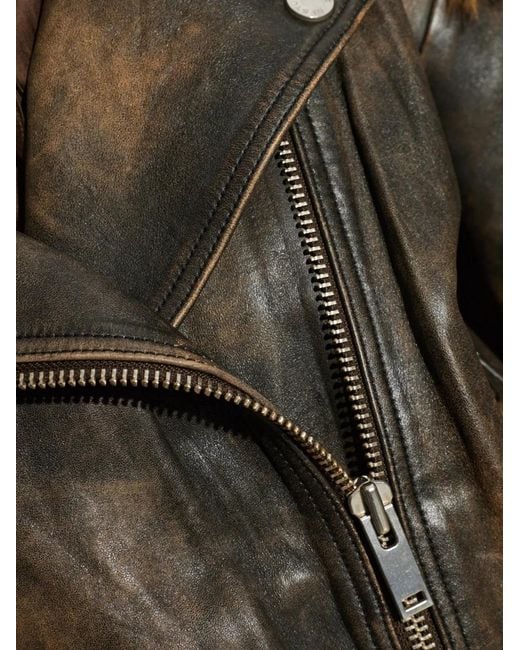 Gestuz Brown Gzdiana Distressed-Effect Biker Jacket