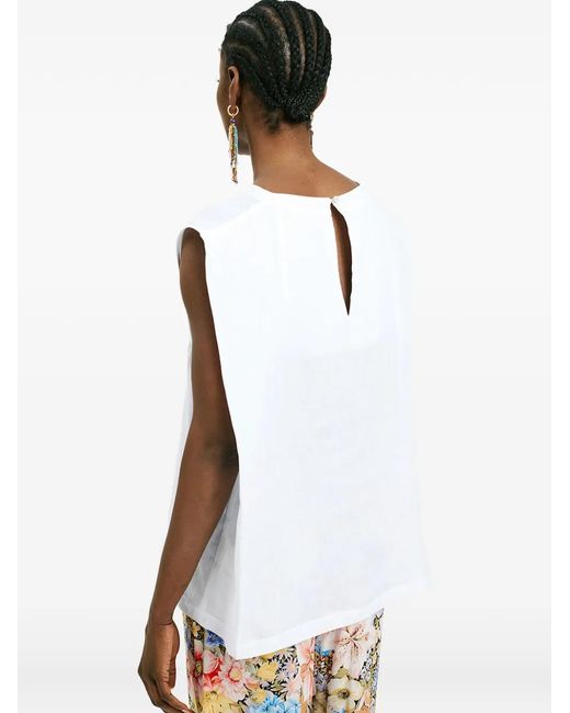 Momoní White Sofia Asymmetric-Detail Top