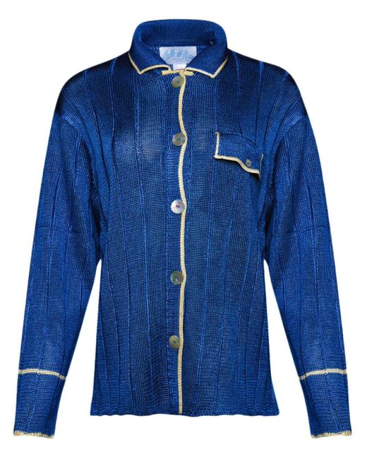 Calle Del Mar Blue Long-Sleeve Ribbed Shirt