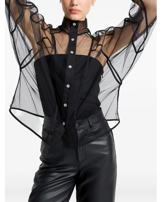MARCELLA Black Lane Mesh-Seam Shirt