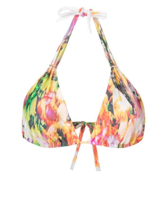 Lenny Niemeyer Pink Abstract-Print Bikini Top