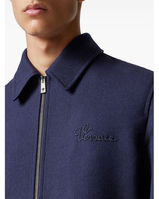 Versace Blue Nautical-logo Blouson Jacket for men