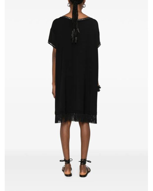 Liu Jo Black Robe Courte À Franges