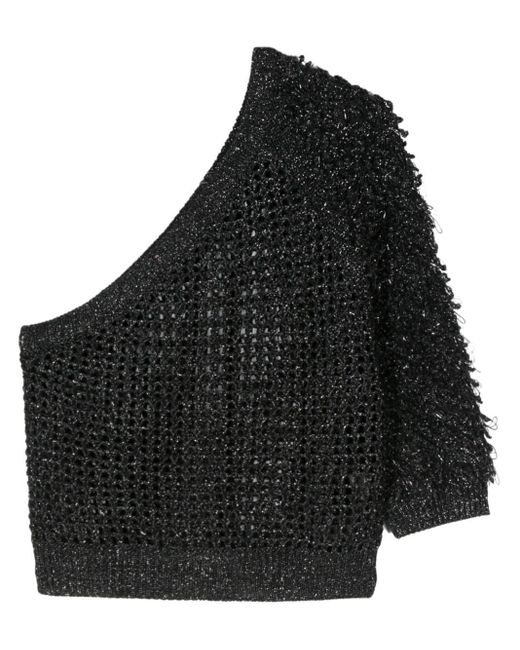 Peserico Black Einschultriges Strickoberteil