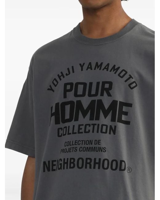 メンズ Yohji Yamamoto X Neighborhood スローガン Tシャツ Gray