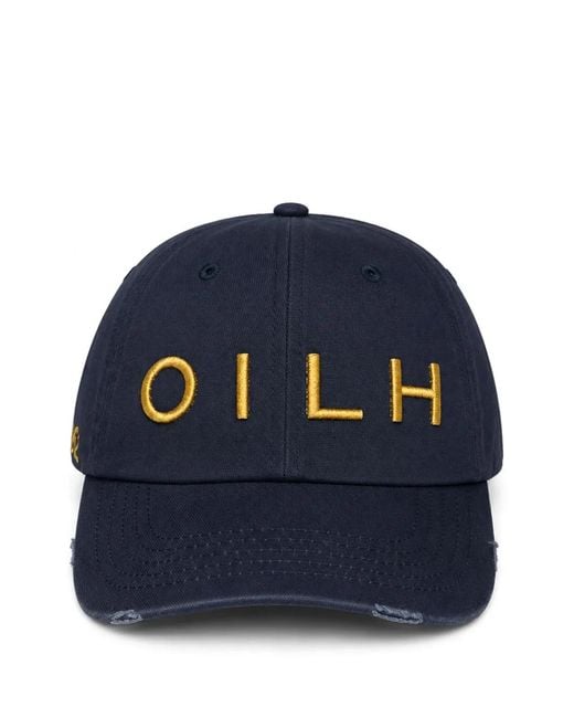 LES HÉRITIERS Blue Logo-Embroidered Distressed Baseball Cap for men