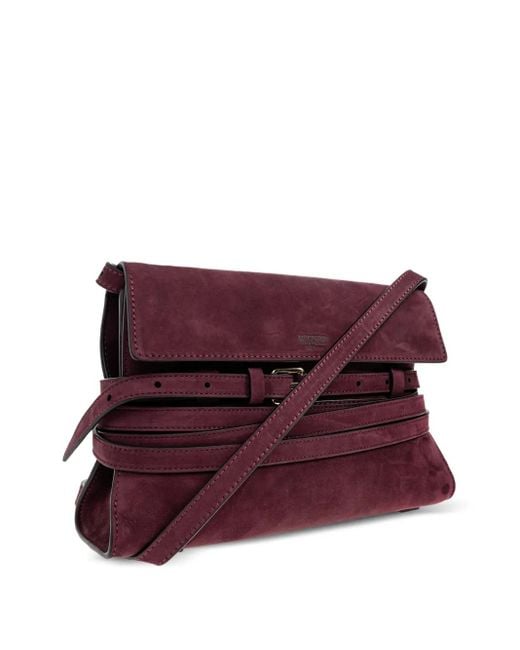 Moschino Purple Belted Suede Cross Body Bag