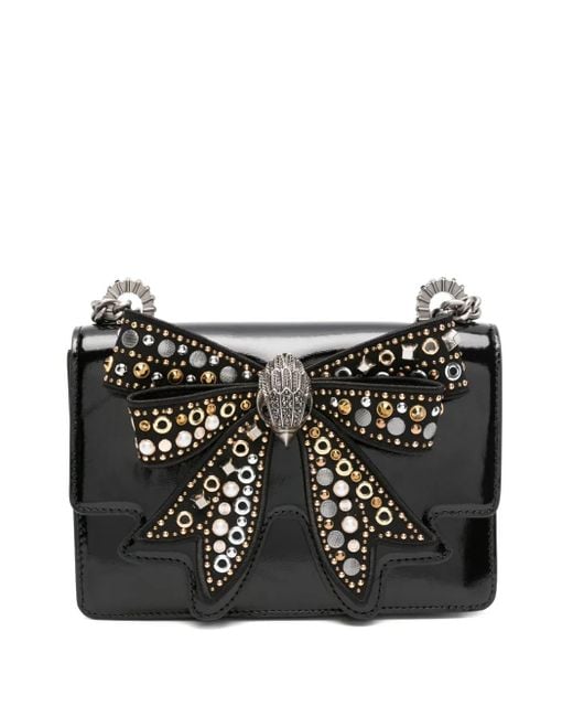 Kurt Geiger Black Bow-Embellished Patent-Leather Cross Body Bag