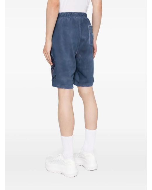 Aape By A Bathing Ape Blue Logo-Embroidered Track Shorts for men