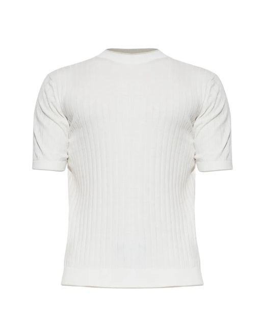 Eleventy White Ribbed Short-Sleeved T-Shirt for men