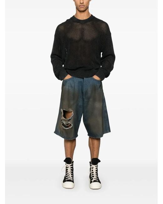 Represent Black Open-Gauge Sweater for men