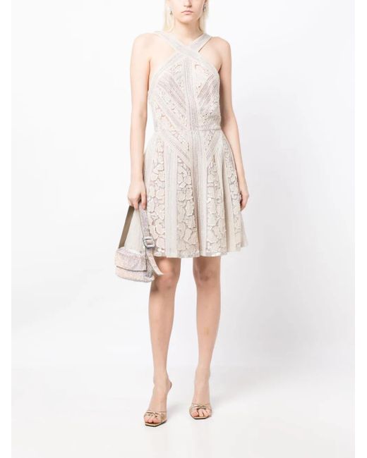 Elie Saab White Bead-Embellished Silk Dress