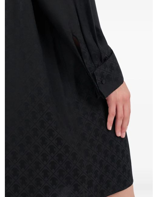 Roberto Cavalli Black Long-Sleeve Shirt Dress