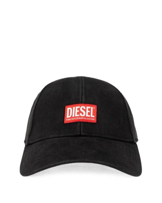 DIESEL Black Logo-Patch Baseball Cap for men