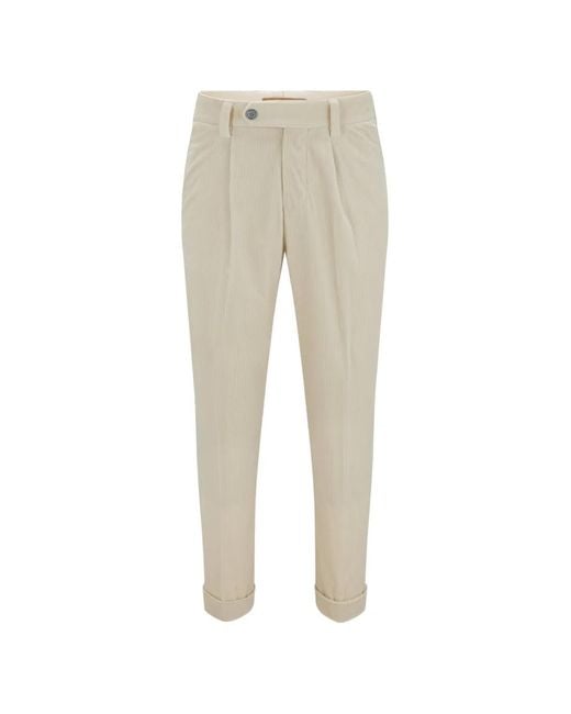 HUGO Natural Corduroy Pleated Trousers for men
