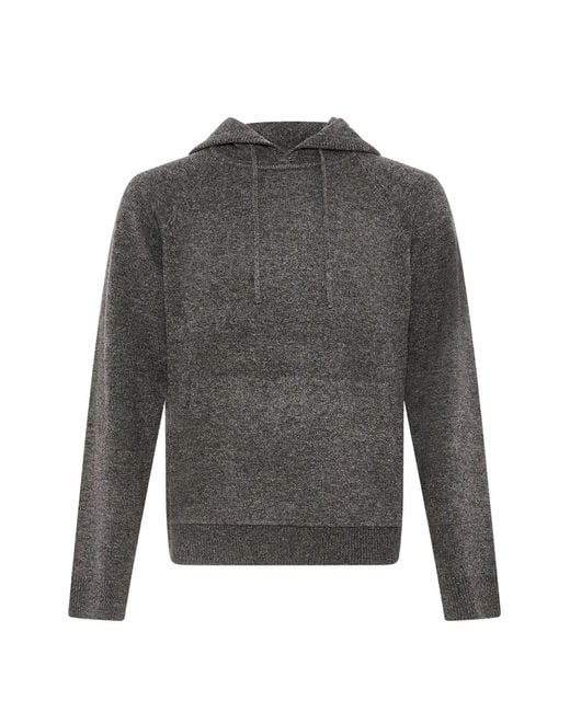 Yves Salomon Gray Drawstring Raglan-Sleeve Hoodie for men