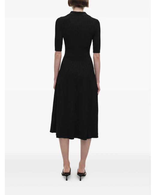 Jonathan Simkhai Black Pati Polo-Collar Midi Dress
