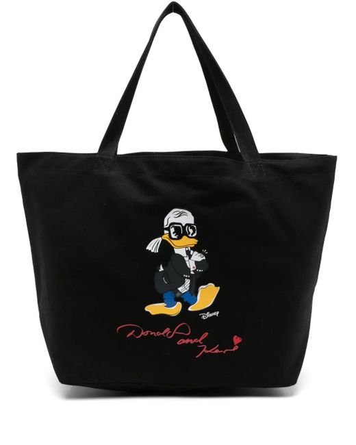 Karl Lagerfeld Black X Disney Donald Duck-Print Tote Bag