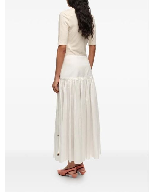 Bimba Y Lola White Midi Gathered Cotton Skirt