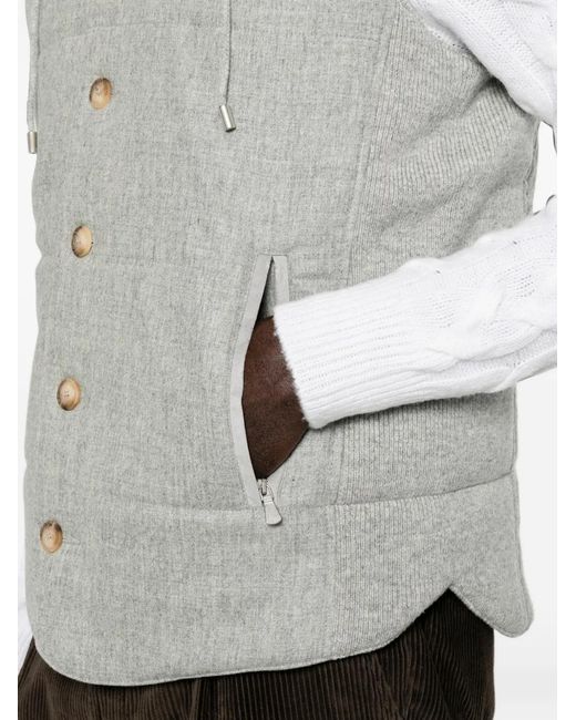 Gran Sasso Gray Quilted Hooded Gilet for men
