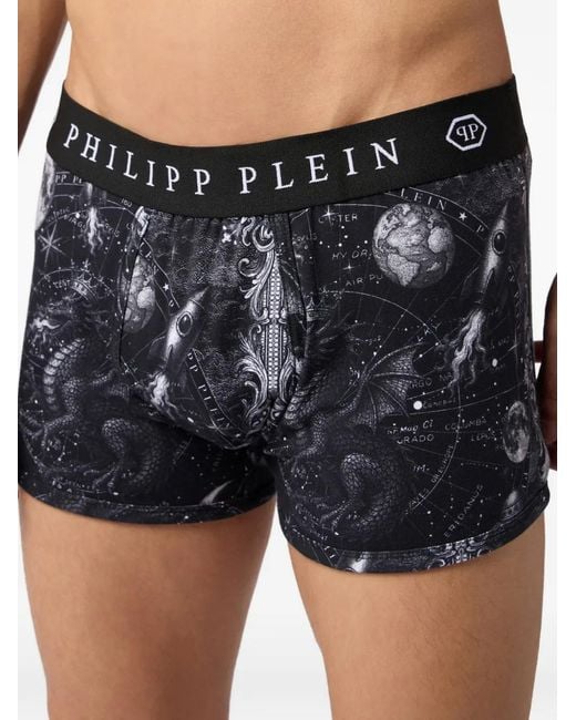 Philipp Plein Black Zodiac-Print Boxers for men
