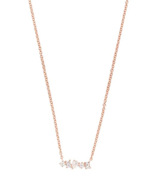 EF Collection White 14Kt Rose Mini Bar Diamond Necklace