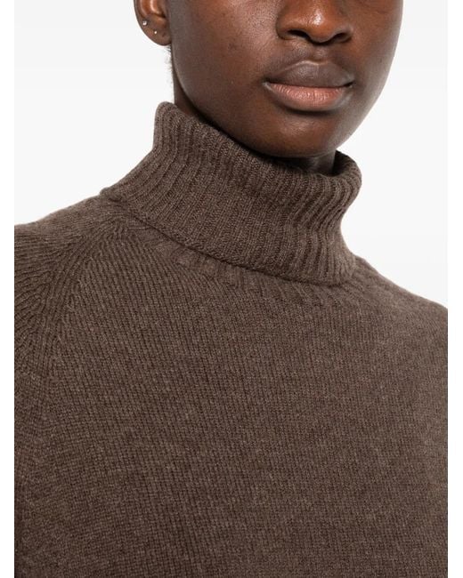 Ma'ry'ya Brown Roll-Neck Raglan-Sleeve Sweater