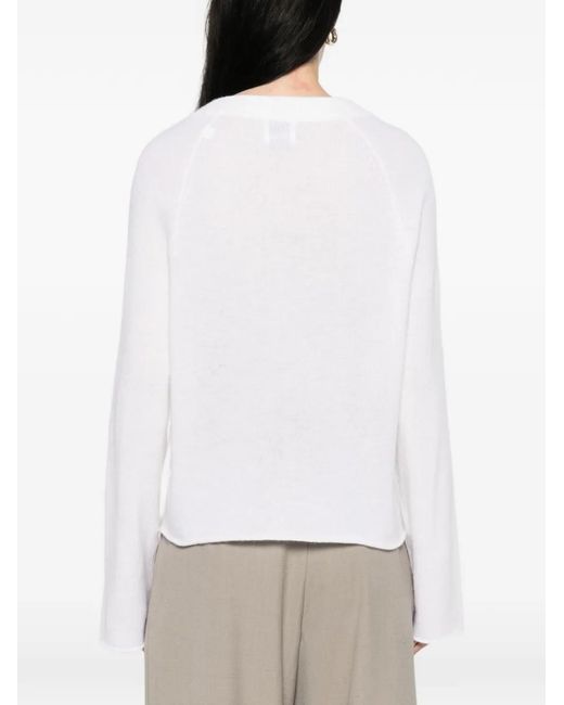 Allude White V-Neck Sweater