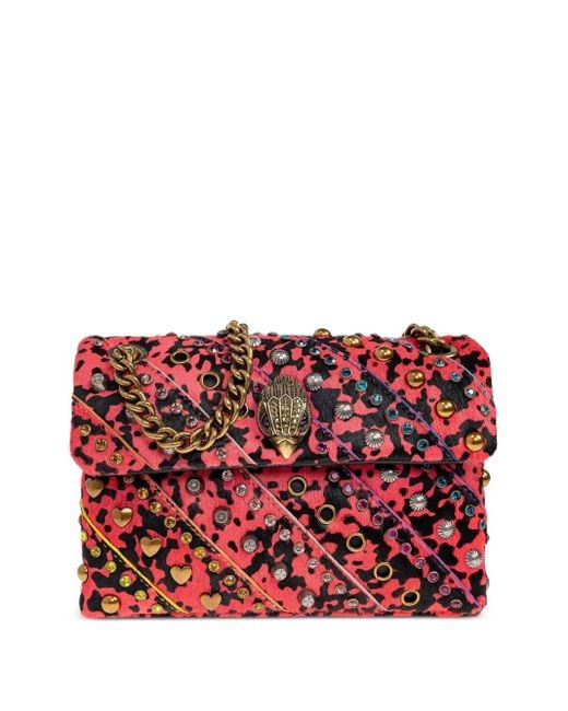 Kurt Geiger Red Leopard-Print Embellished Tote Bag