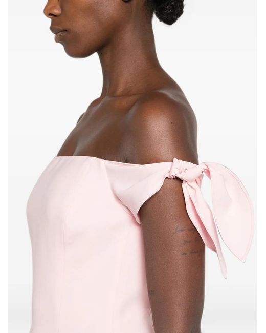Carolina Herrera Pink Off-Shoulder Bow-Detail Midi Dress