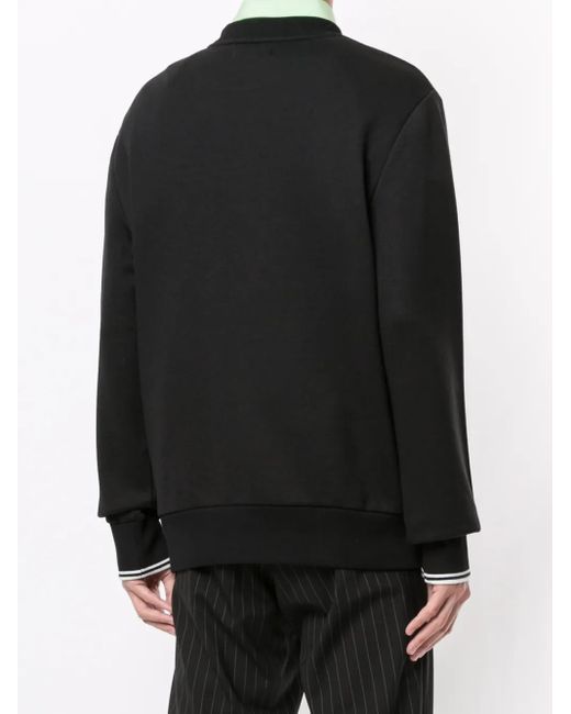 Fred Perry Black Embroidered Logo Crew-Neck Sweatshirt for men