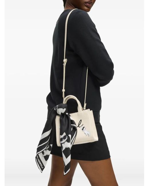 Karl Lagerfeld Black Ikon Choupette Signature Silk Scarf