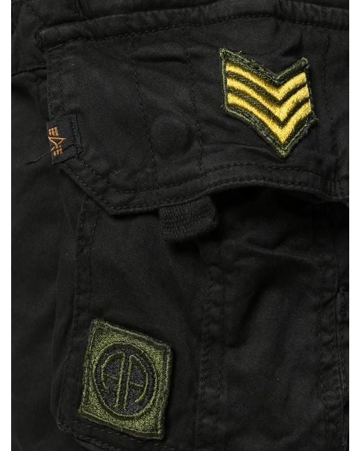 Alpha Industries Black Cargo Shorts for men
