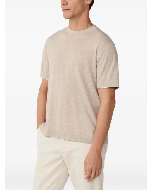 Hackett White Cotton-Linen Knit T-Shirt for men