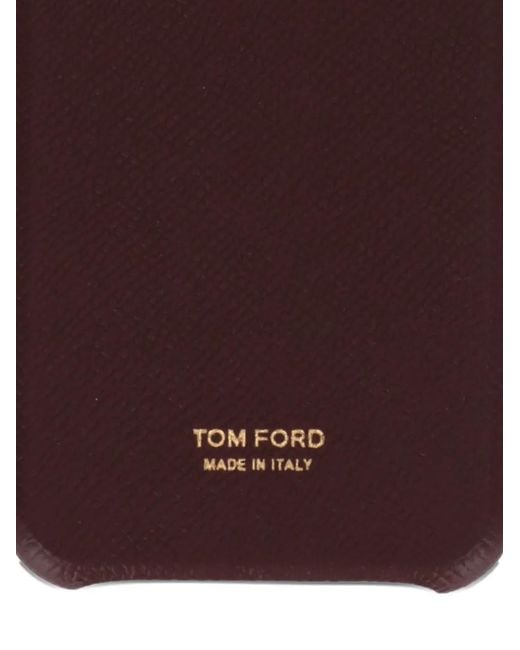 Tom Ford Purple Coque D'Iphone En Cuir Grainé À Logo Imprimé for men
