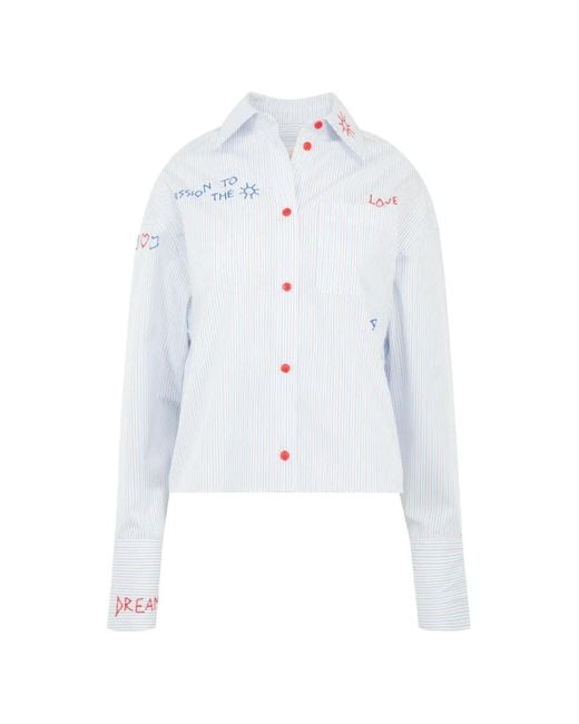 MIRA MIKATI White Embroidered Striped Shirt