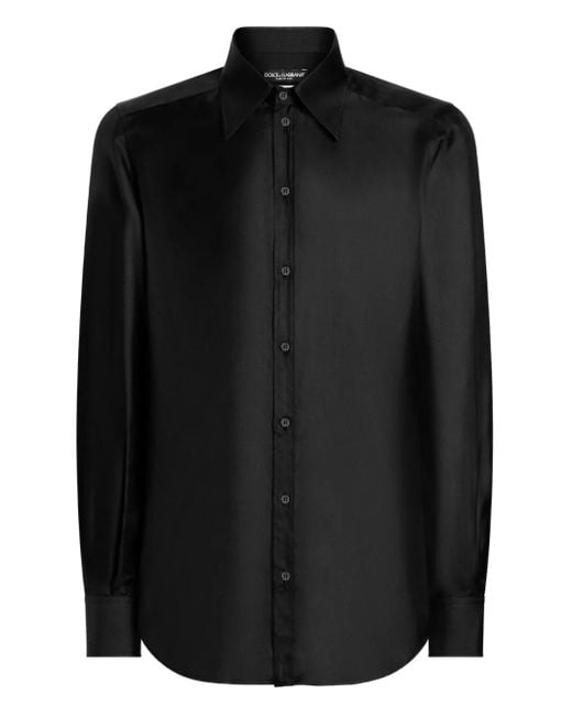 Camicia A Maniche Lunghe Con Abbottonatura di Dolce & Gabbana in Black da Uomo