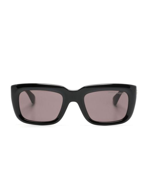 Alexander McQueen Black Floating Skull Rectangle-frame Sunglasses for men