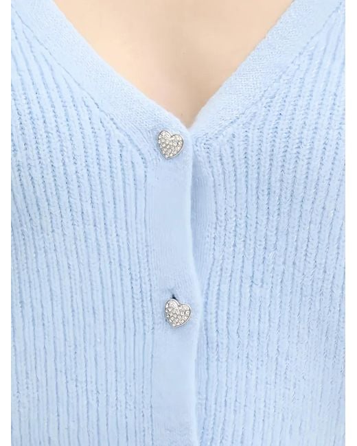 Morgan Blue Heart Button V-Neck Knitwear