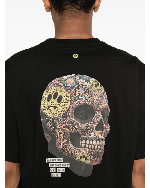 Barrow Black Skull-Print T-Shirt
