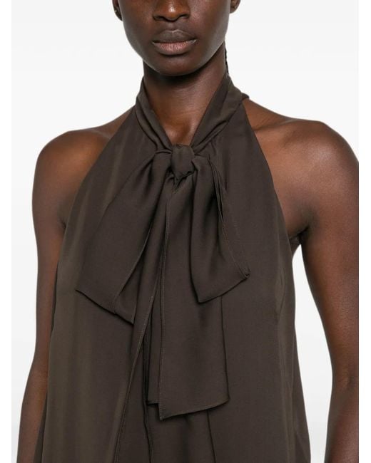 Tom Ford Brown Sleeveless Bow-Detail Top