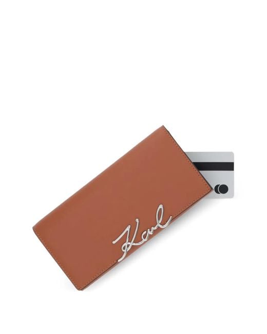 Karl Lagerfeld Brown K/Signature Continental Logo-Plaque Wallet